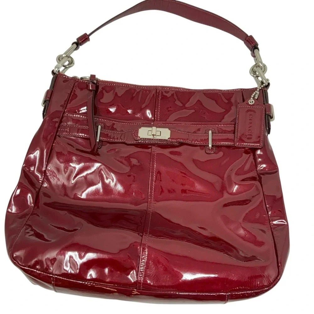 Coach Chelsea Ashlyn Hobo Shoulder Bag‎ Purse Wine Red Patent Leather F17861